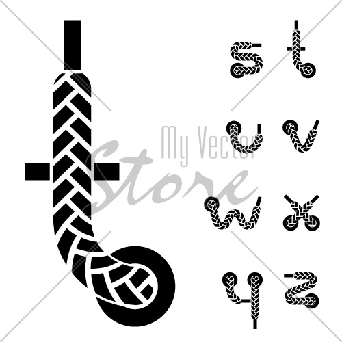 vector shoelace alphabet lower case letters part 3