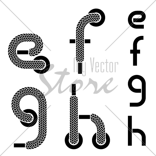 vector shoelace alphabet lower case letters e f g h