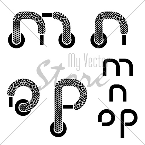 vector shoelace alphabet lower case letters m n o p