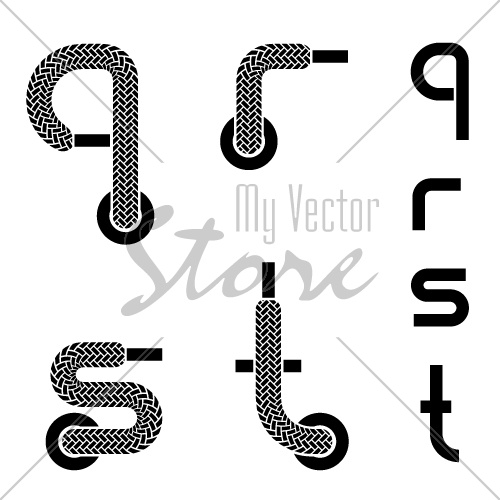 vector shoelace alphabet lower case letters q r s t