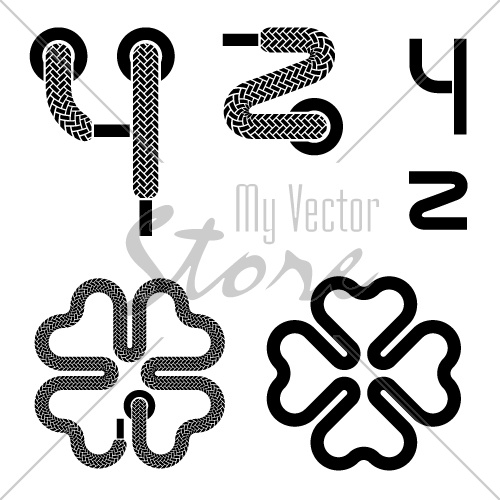 vector shoelace alphabet lower case letters y Z quarterfoil