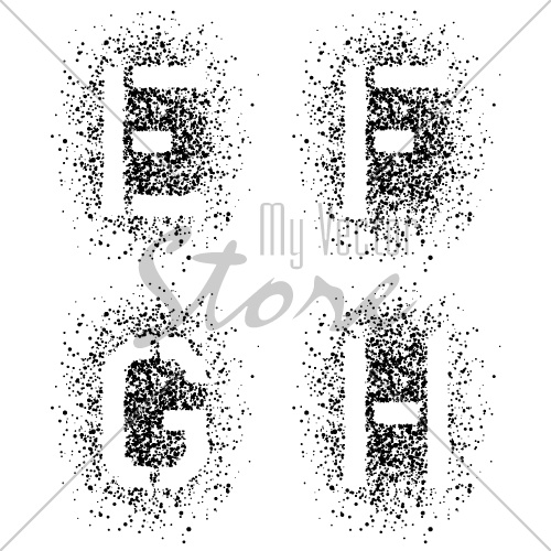 vector stencil angular spray font letters E F G H