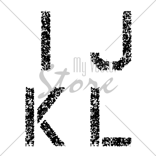 vector stencil angular spray font letters I J K L