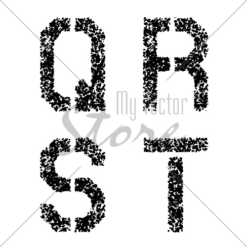 vector stencil angular spray font letters Q R S T