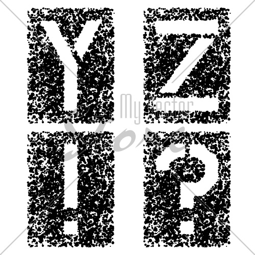 vector stencil angular spray font letters Y Z