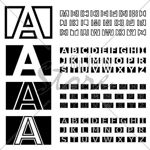 vector square contour font alphabets