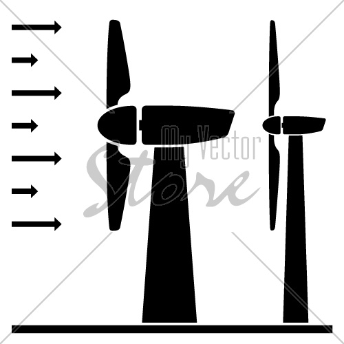 vector wind power plant black pictograms