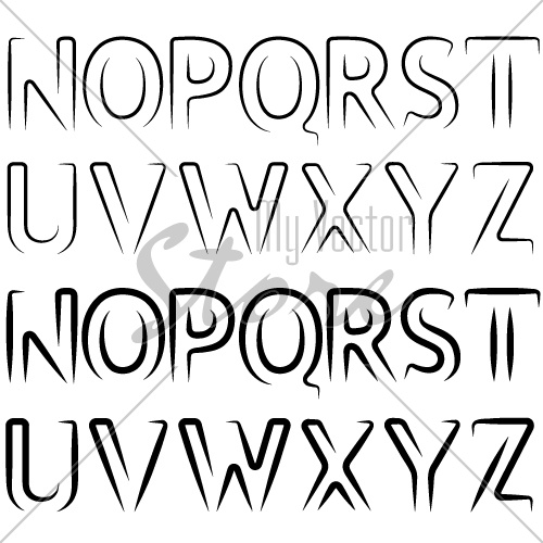 vector minimal contour alphabet font - part 2