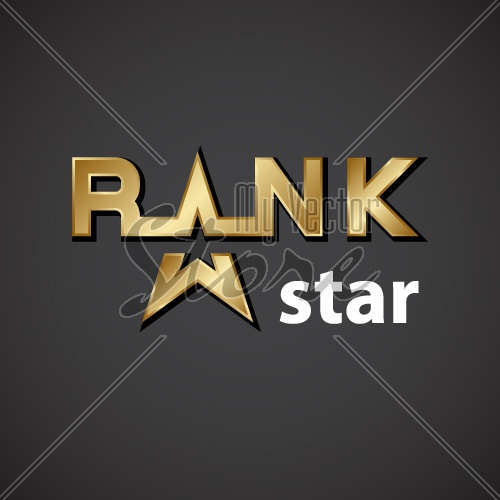 vector rank golden star inscription icon