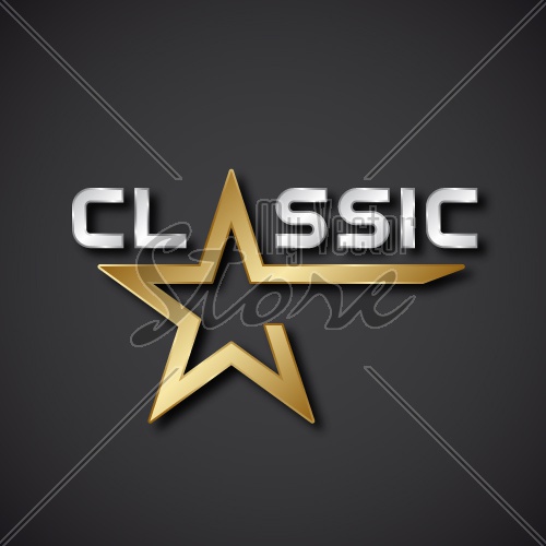 vector classic golden star inscription icon