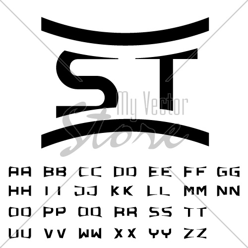 vector black simple alphabet initials
