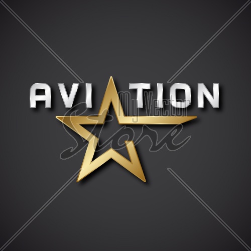 EPS10 vector aviation golden star inscription icon