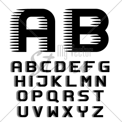 vector speed motion lines font alphabet letters