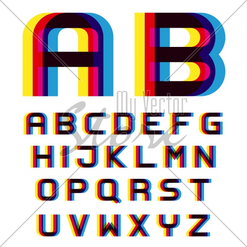 EPS10 vector distortion blur font alphabet letters