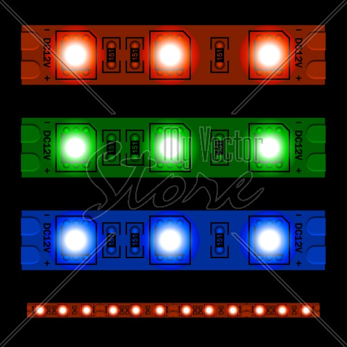 EPS10 vector glowing LED light strip seamless