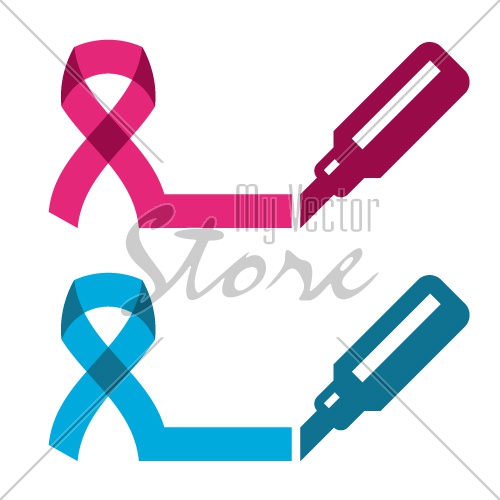 vector blue pink ribbon - prostate breast cancer symbol