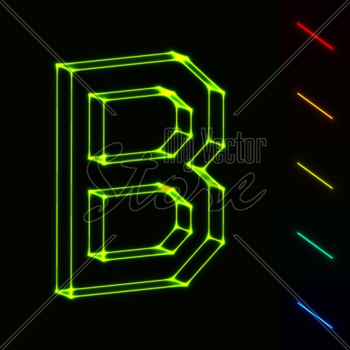 EPS10 vector glowing wireframe letter B - easy to change color