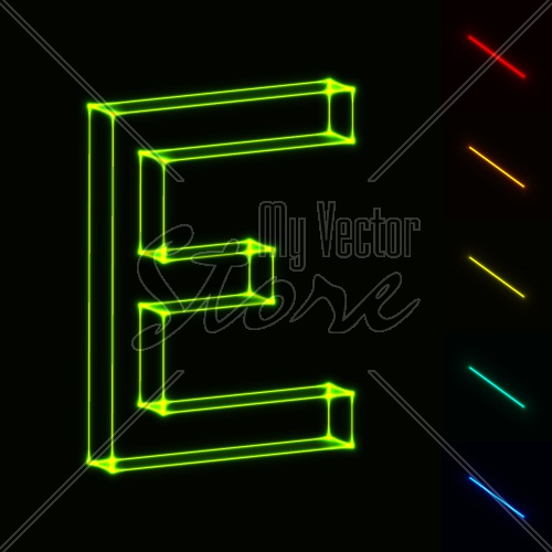 EPS10 vector glowing wireframe letter E - easy to change color