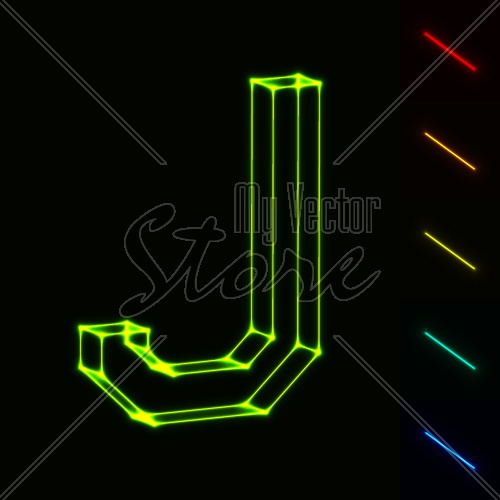 EPS10 vector glowing wireframe letter J - easy to change color