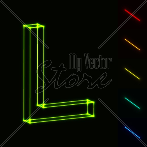 EPS10 vector glowing wireframe letter L - easy to change color