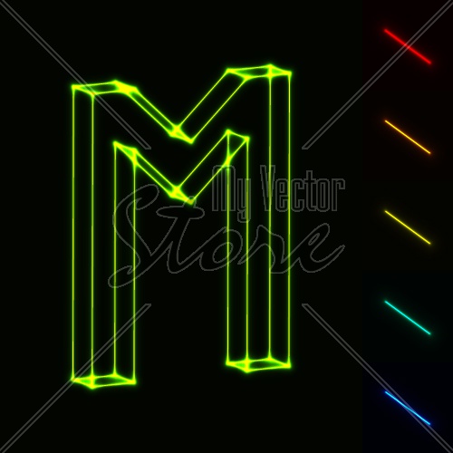 EPS10 vector glowing wireframe letter M - easy to change color