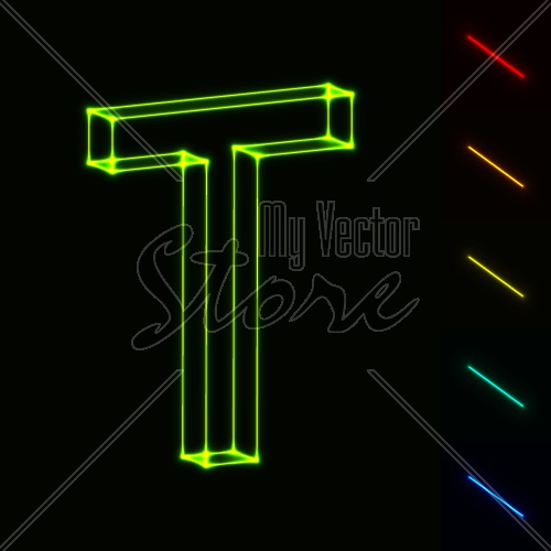 EPS10 vector glowing wireframe letter T - easy to change color