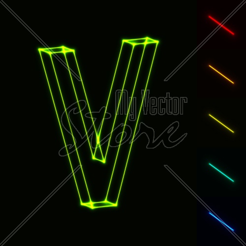 EPS10 vector glowing wireframe letter V - easy to change color