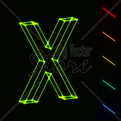 EPS10 vector glowing wireframe letter X - easy to change color