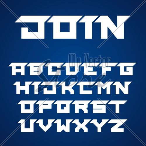 vector joined roofed font alphabet letters