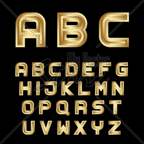 vector golden festive alphabet font letters