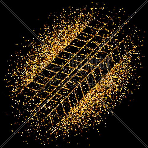 vector golden dust trace of the tyre