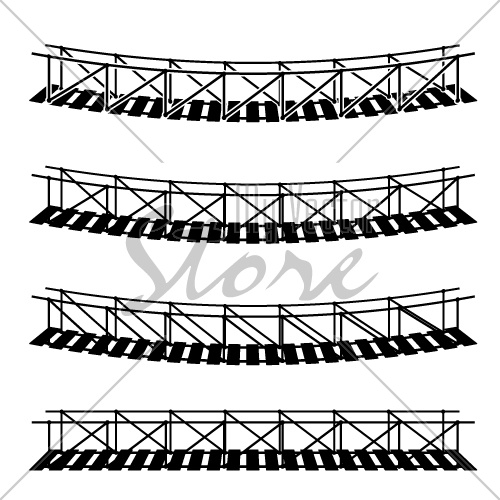 vector simple rope suspension hanging bridge black symbol