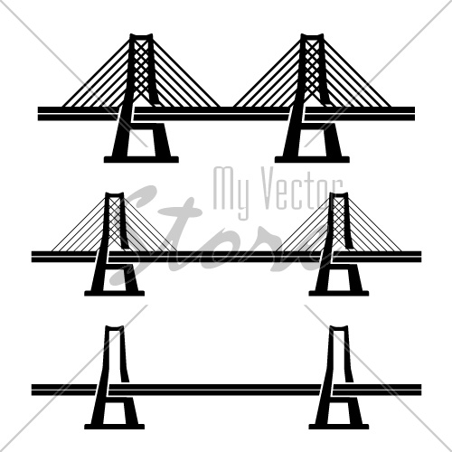 vector modern cable suspension bridge black symbol