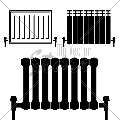 vector central heating radiator black symbols