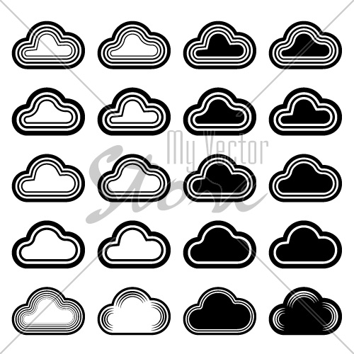 vector sky cloud black symbols