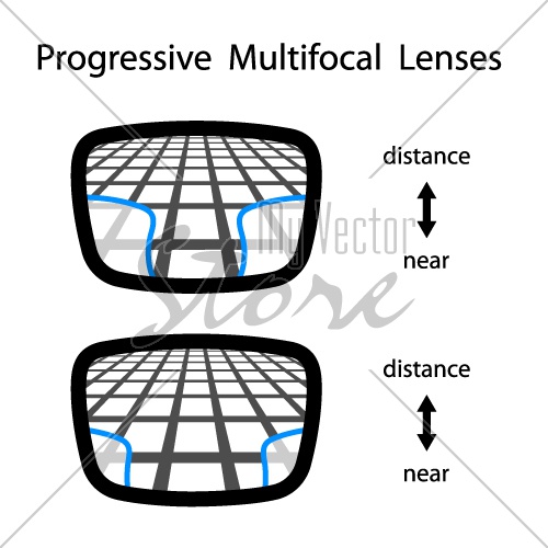progressive multifocal glasses lenses vector
