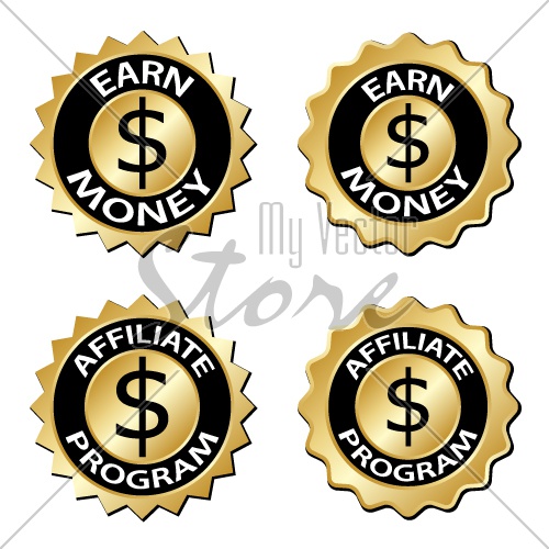 golden earn money affiliate program label vector
