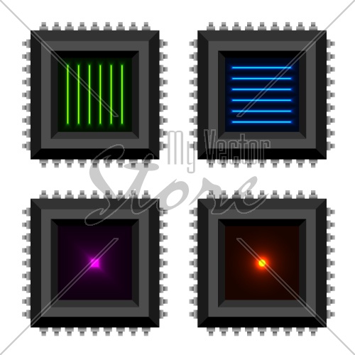 electronic chip glowing core vector EPS10