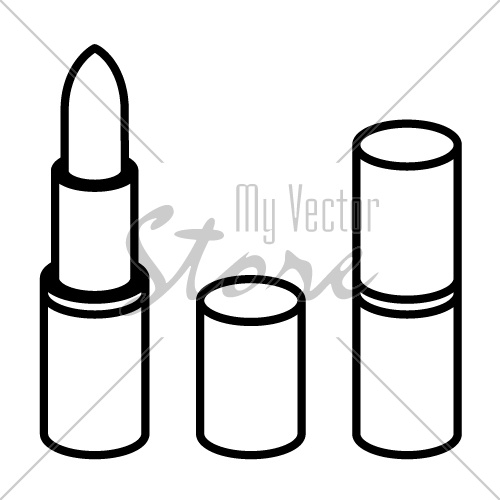 3d lipstick black line symbol vector