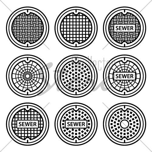 manhole sewer cover black symbol vector