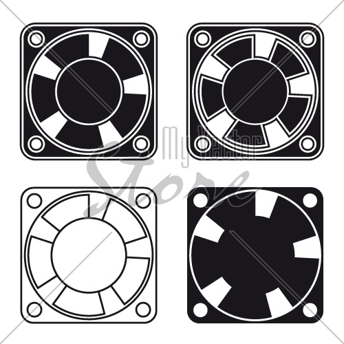 computer fan ventilator black symbol vector