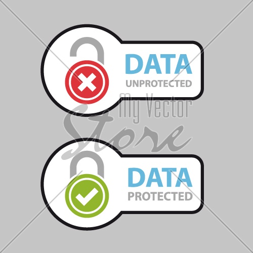 data protected unprotected safety icon symbol vector