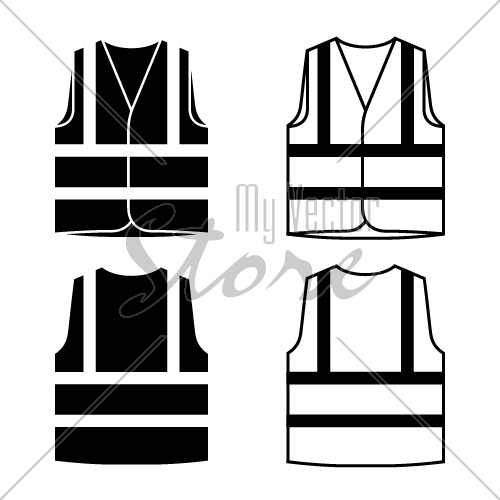 reflective safety vest black white vector