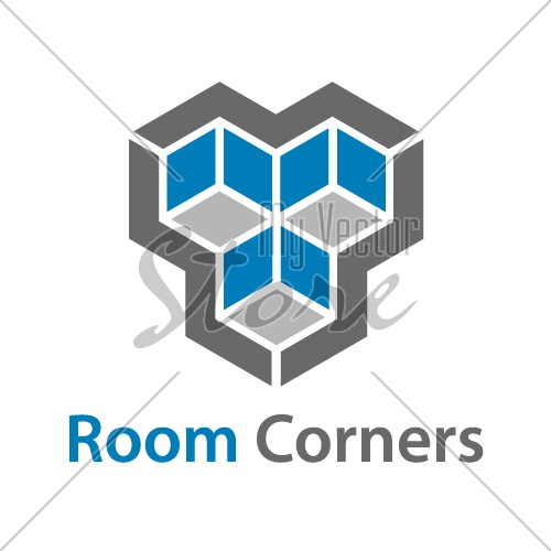 3D isometric empty room corners symbol vector