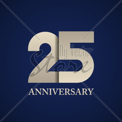 25 years anniversary paper number vector
