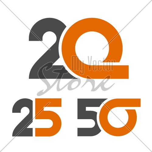 20 25 50 anniversary number vector
