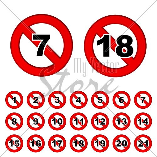 age limit notice warning red ban sign vector