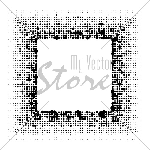 dotted halftone grunge square black frame vector