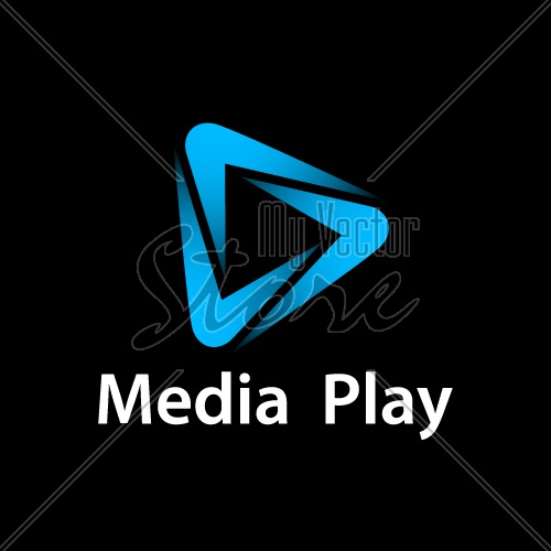 media play blue glowing symbol vector
