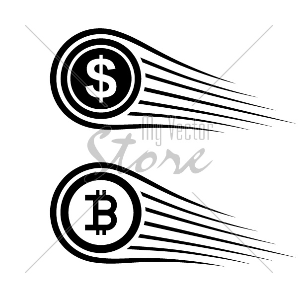 fast money bitcoin motion line coin vector